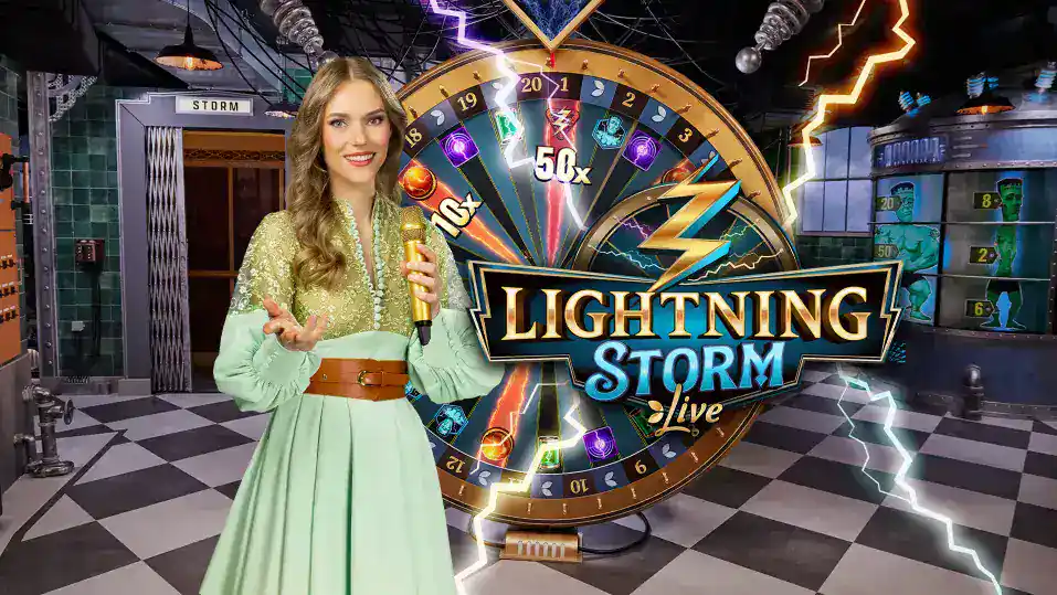 El DigiWheel en Lightning Storm se detiene en un multiplicador 50x.