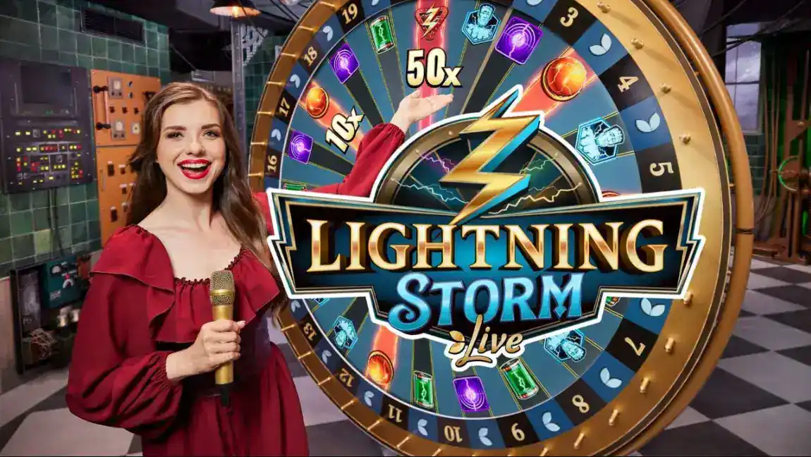 El DigiWheel se detiene en un multiplicador 50x durante Lightning Storm.