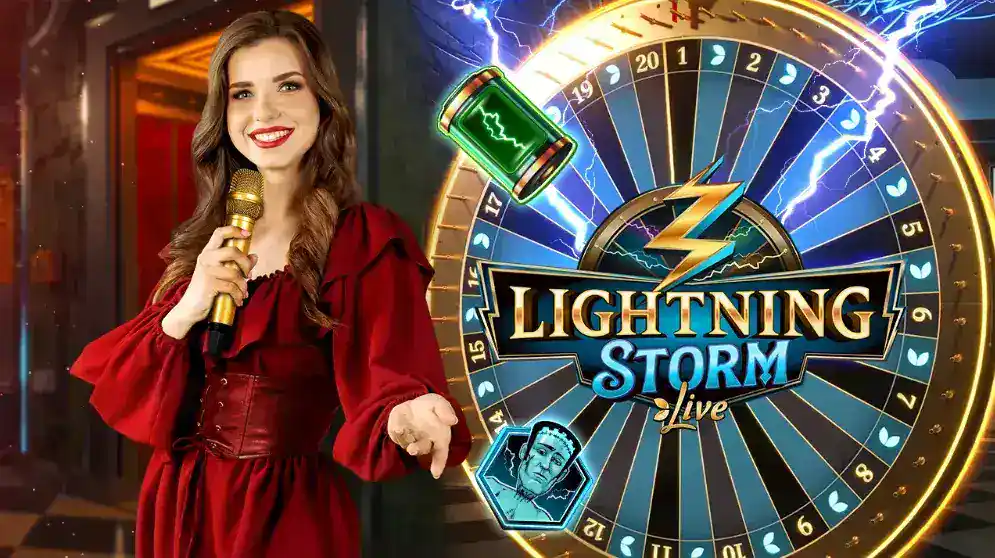 El DigiWheel de Lightning Storm con los símbolos de bonificación Battery Charger y Monster Mash.
